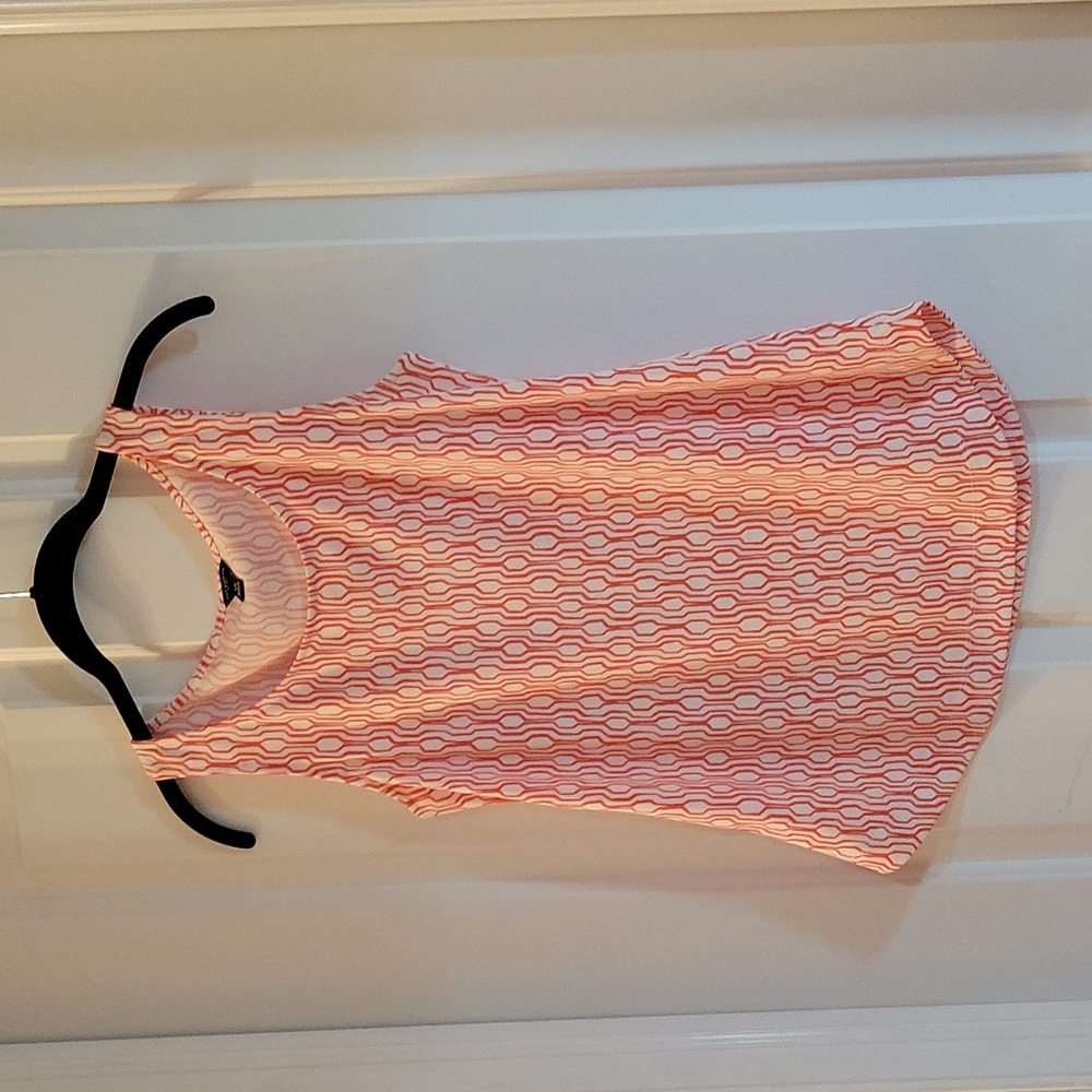 Ann Taylor white and orange graphic print tank xs
